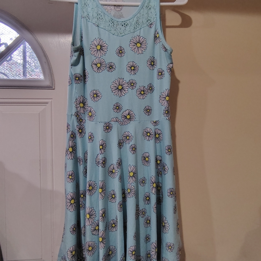 Wonder Nation Daisy Print Kids Dress - Light Blue